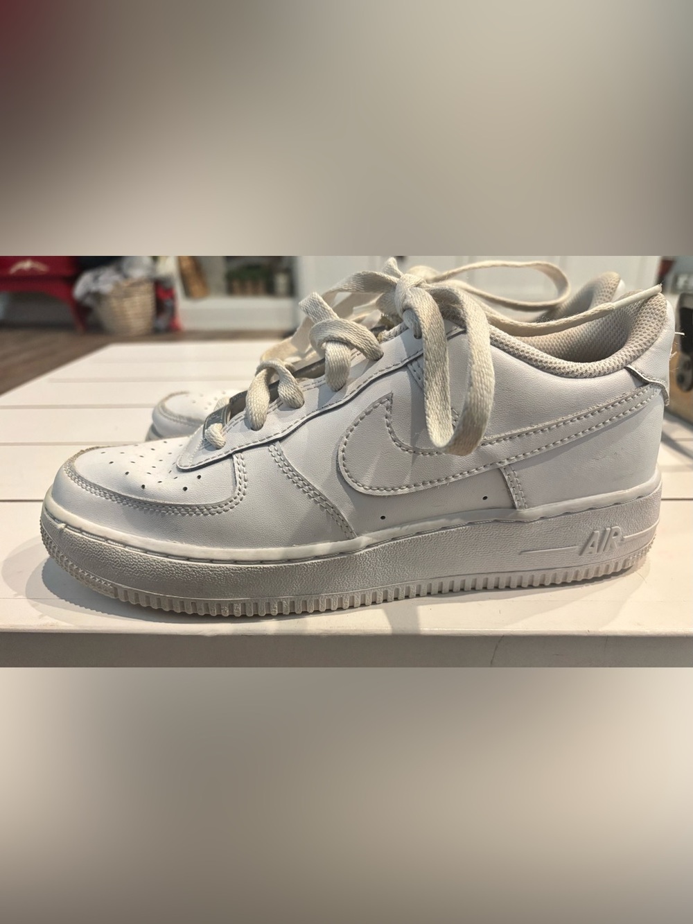Af1 Nike Kids White Low-Top Leather Sneakers